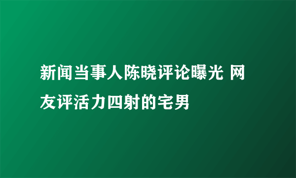 新闻当事人陈晓评论曝光 网友评活力四射的宅男