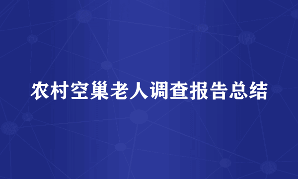 农村空巢老人调查报告总结