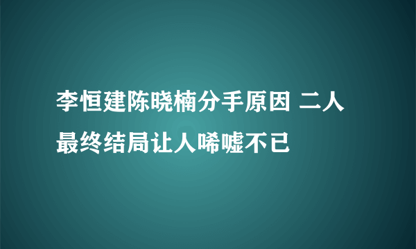 李恒建陈晓楠分手原因 二人最终结局让人唏嘘不已