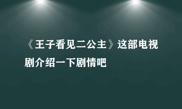 《王子看见二公主》这部电视剧介绍一下剧情吧