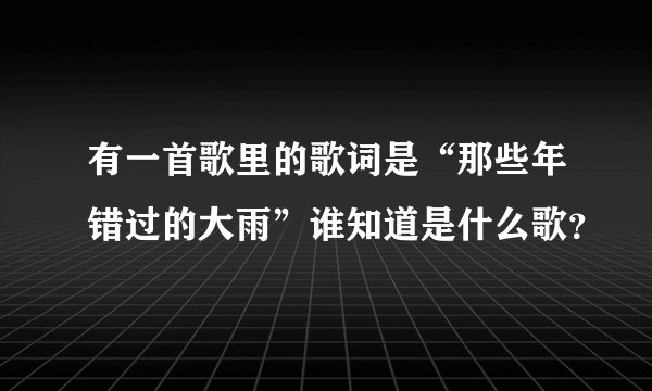 有一首歌里的歌词是“那些年错过的大雨”谁知道是什么歌？