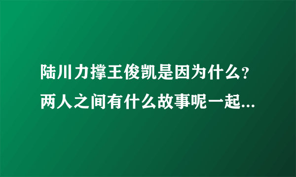 陆川力撑王俊凯是因为什么？两人之间有什么故事呢一起来看看！