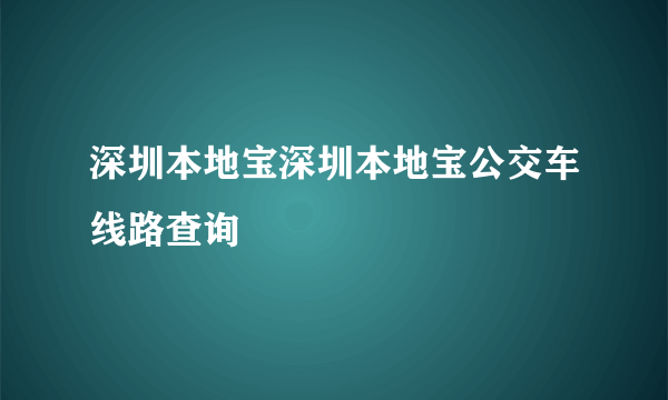 深圳本地宝深圳本地宝公交车线路查询