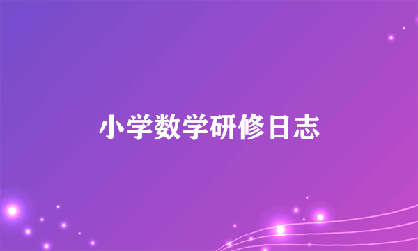 小学数学研修日志