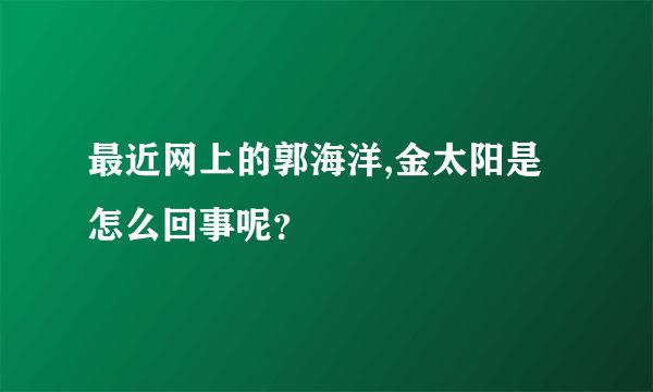 最近网上的郭海洋,金太阳是怎么回事呢？