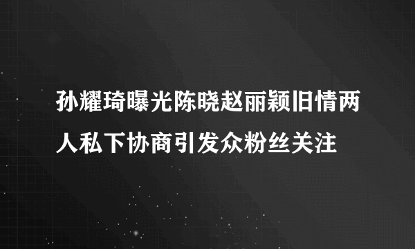 孙耀琦曝光陈晓赵丽颖旧情两人私下协商引发众粉丝关注