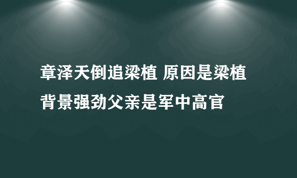 章泽天倒追梁植 原因是梁植背景强劲父亲是军中高官