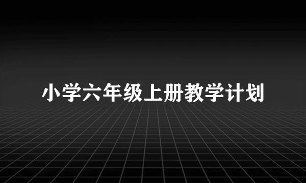 小学六年级上册教学计划