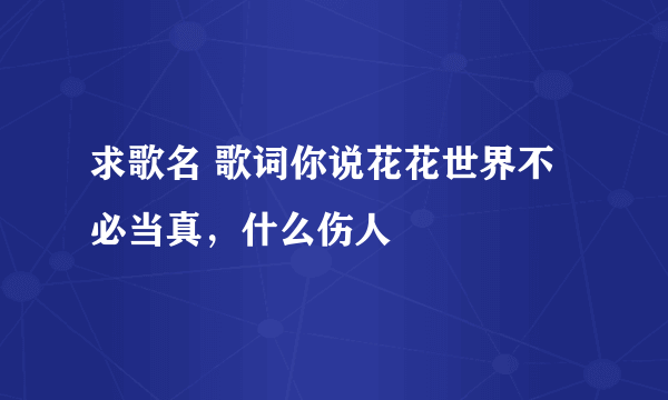 求歌名 歌词你说花花世界不必当真，什么伤人