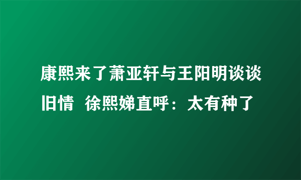 康熙来了萧亚轩与王阳明谈谈旧情  徐熙娣直呼：太有种了