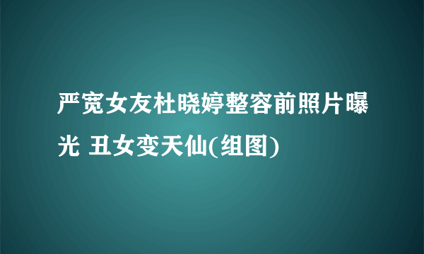 严宽女友杜晓婷整容前照片曝光 丑女变天仙(组图)