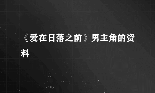 《爱在日落之前》男主角的资料