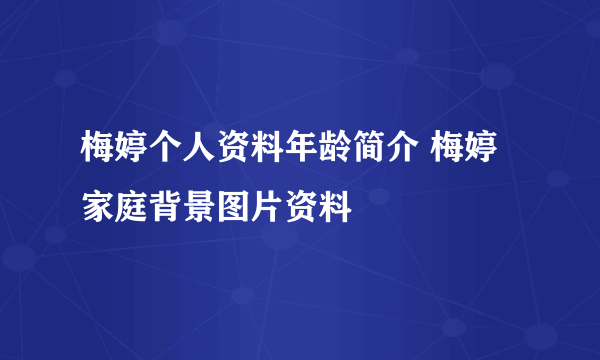 梅婷个人资料年龄简介 梅婷家庭背景图片资料