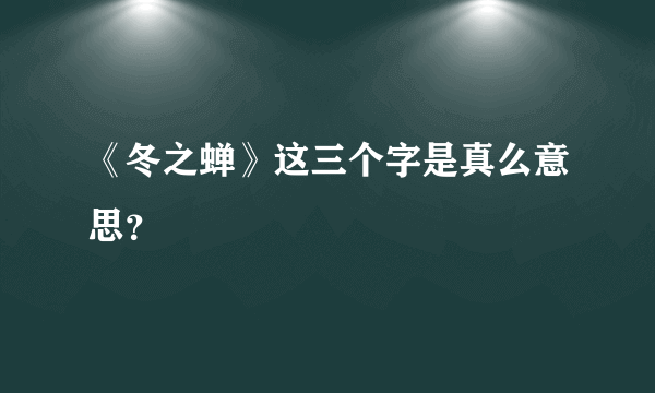 《冬之蝉》这三个字是真么意思？