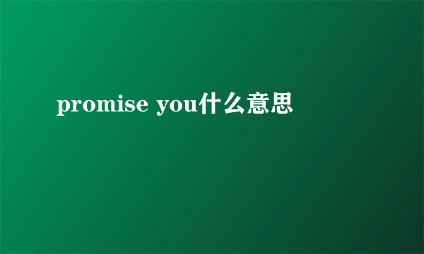 promise you什么意思