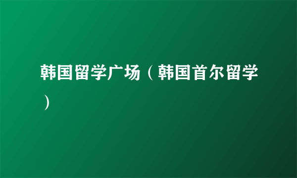 韩国留学广场（韩国首尔留学）