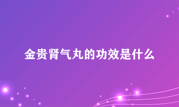 金贵肾气丸的功效是什么