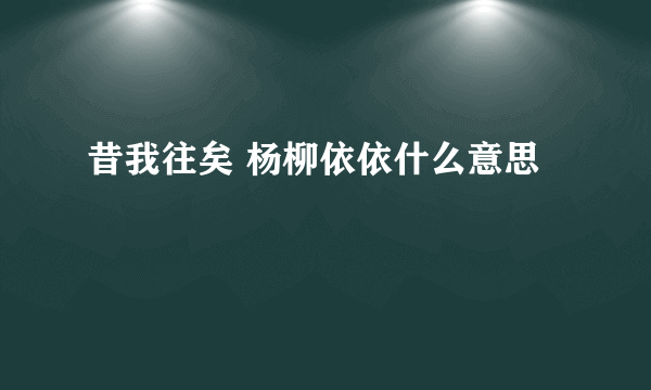 昔我往矣 杨柳依依什么意思