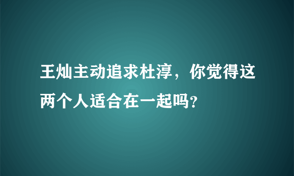 王灿主动追求杜淳，你觉得这两个人适合在一起吗？