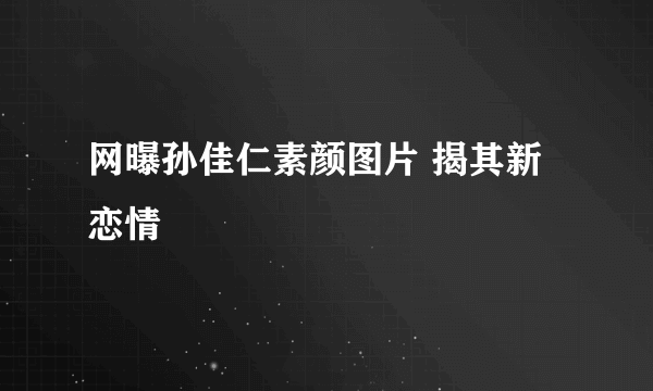 网曝孙佳仁素颜图片 揭其新恋情