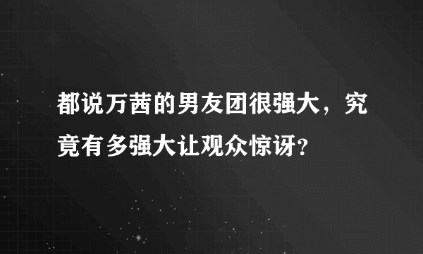 都说万茜的男友团很强大，究竟有多强大让观众惊讶？