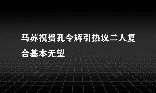 马苏祝贺孔令辉引热议二人复合基本无望