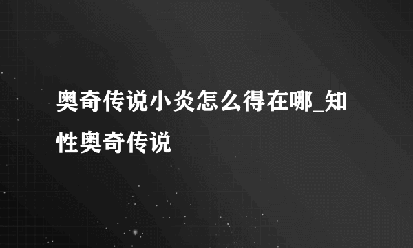 奥奇传说小炎怎么得在哪_知性奥奇传说