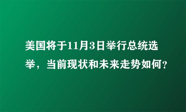 美国将于11月3日举行总统选举，当前现状和未来走势如何？