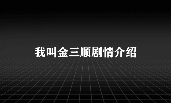 我叫金三顺剧情介绍