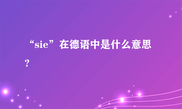 “sie”在德语中是什么意思？