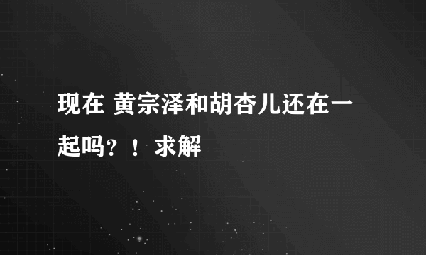 现在 黄宗泽和胡杏儿还在一起吗？！求解