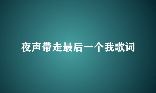 夜声带走最后一个我歌词