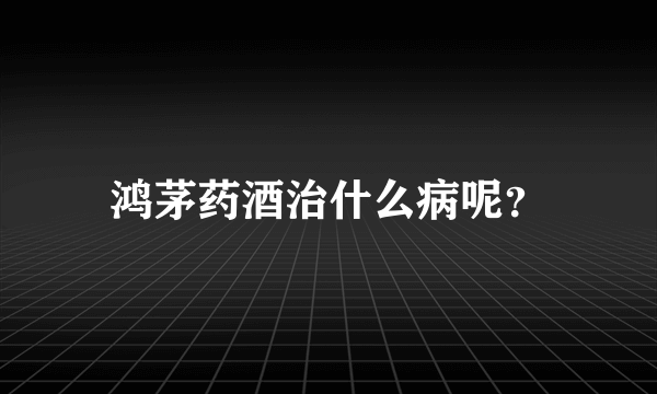 鸿茅药酒治什么病呢？