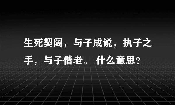 生死契阔，与子成说，执子之手，与子偕老。 什么意思？