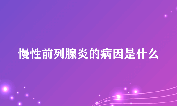 慢性前列腺炎的病因是什么