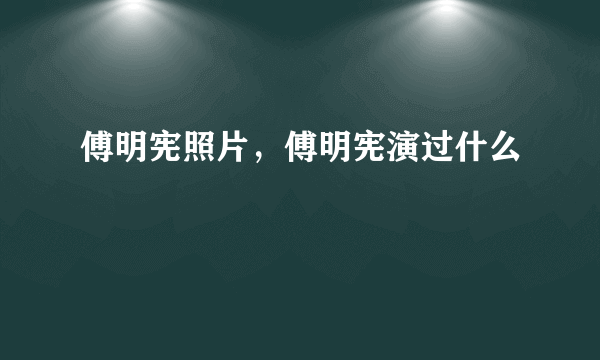 傅明宪照片，傅明宪演过什么