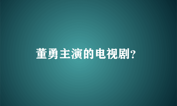 董勇主演的电视剧？