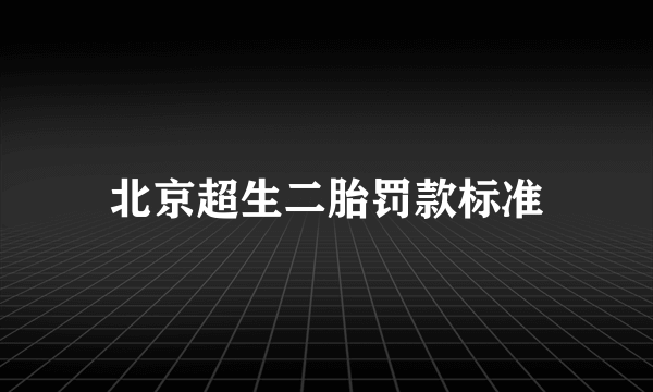 北京超生二胎罚款标准