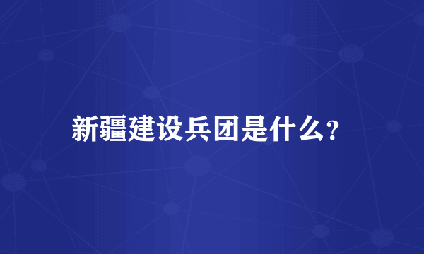 新疆建设兵团是什么？