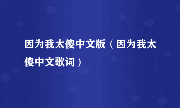 因为我太傻中文版（因为我太傻中文歌词）