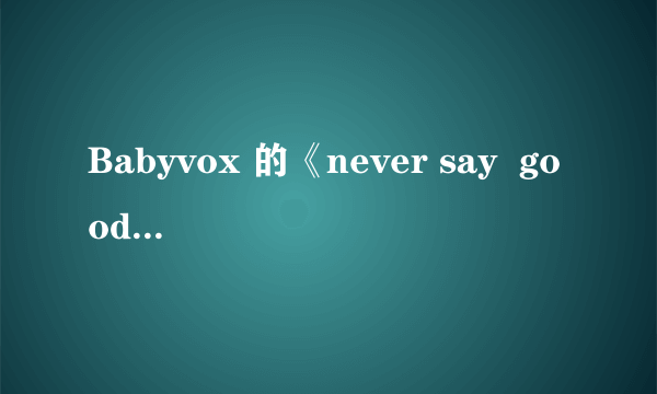 Babyvox 的《never say  goodbye》歌词