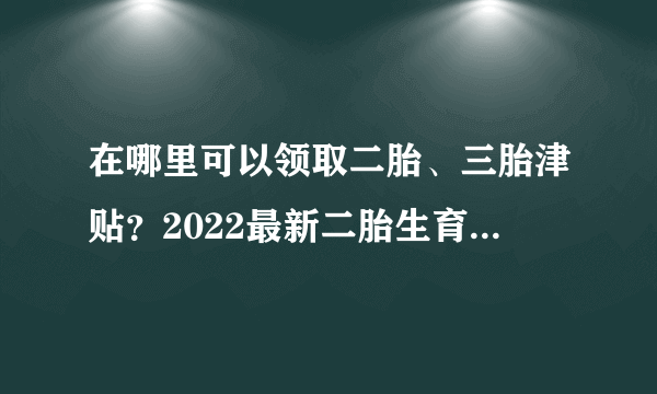 在哪里可以领取二胎、三胎津贴？2022最新二胎生育津贴标准？