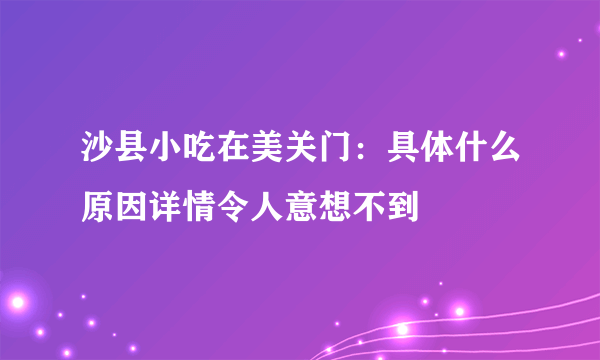 沙县小吃在美关门：具体什么原因详情令人意想不到