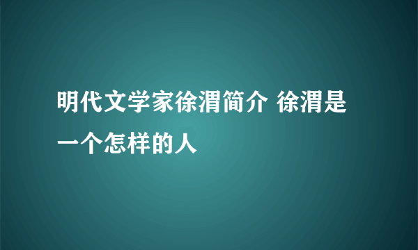 明代文学家徐渭简介 徐渭是一个怎样的人