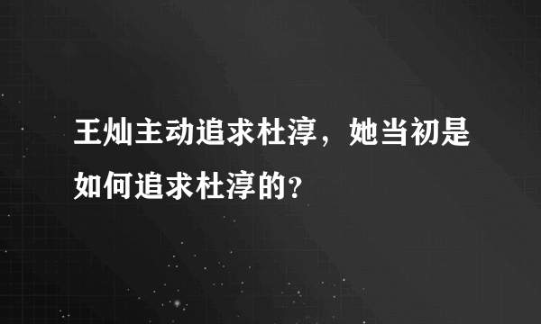 王灿主动追求杜淳，她当初是如何追求杜淳的？