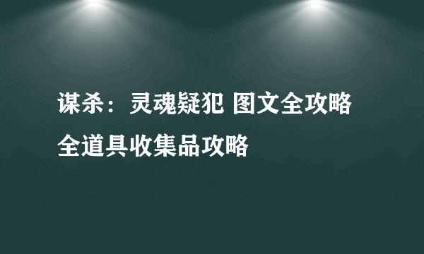 谋杀：灵魂疑犯 图文全攻略 全道具收集品攻略