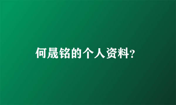 何晟铭的个人资料？