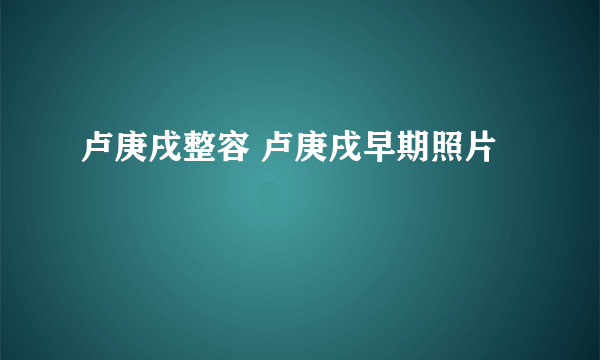 卢庚戌整容 卢庚戌早期照片