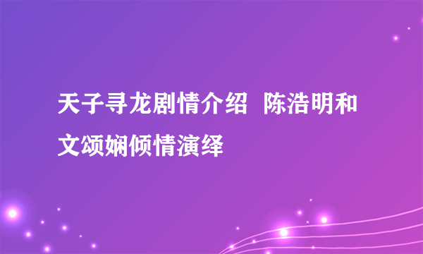 天子寻龙剧情介绍  陈浩明和文颂娴倾情演绎