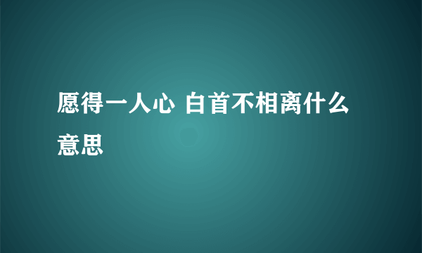 愿得一人心 白首不相离什么意思